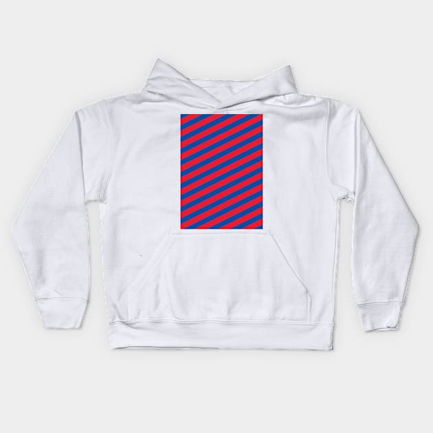 Crystal Palace Red and Blue Angled Stripes Kids Hoodie by Culture-Factory